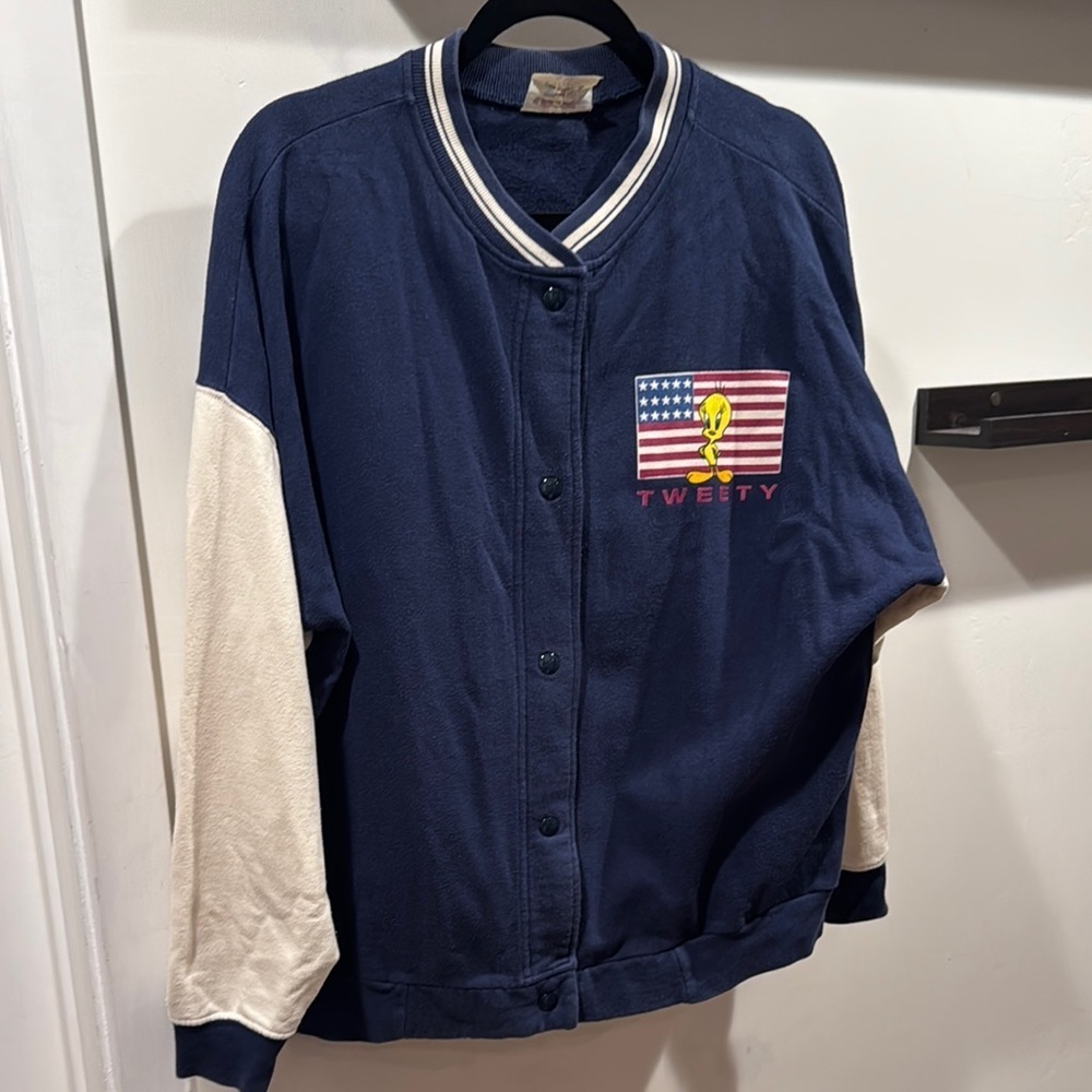 Vintage Warner Bros. Tweety Varsity Jacket - Navy and Cream